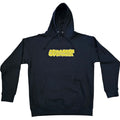 Black hoodie with yellow text on a white background