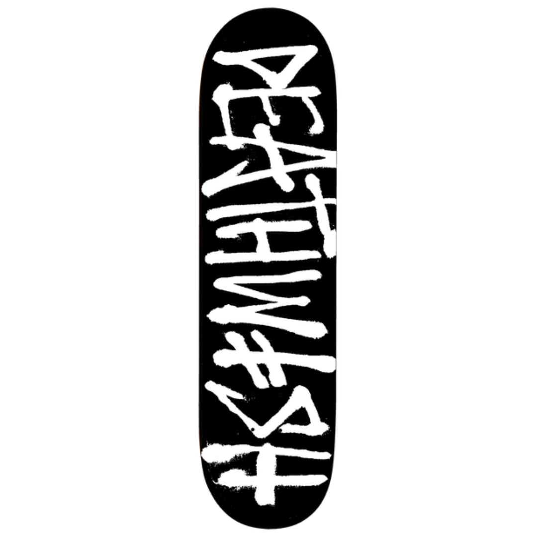Skateboard deck with 'Deathwish' logo on a white background