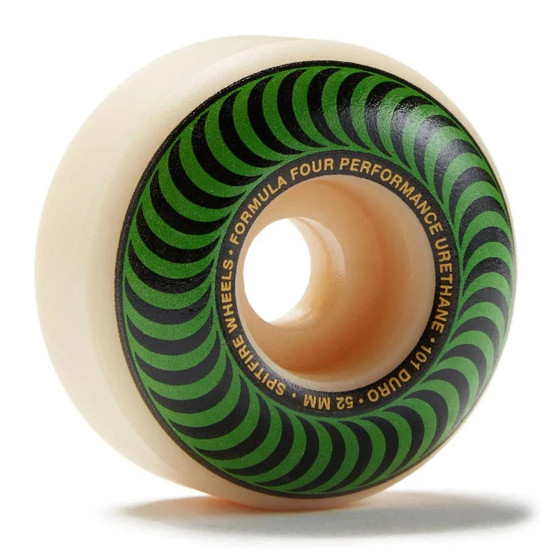 Single 52mm spitfire wheel with green classic swirl