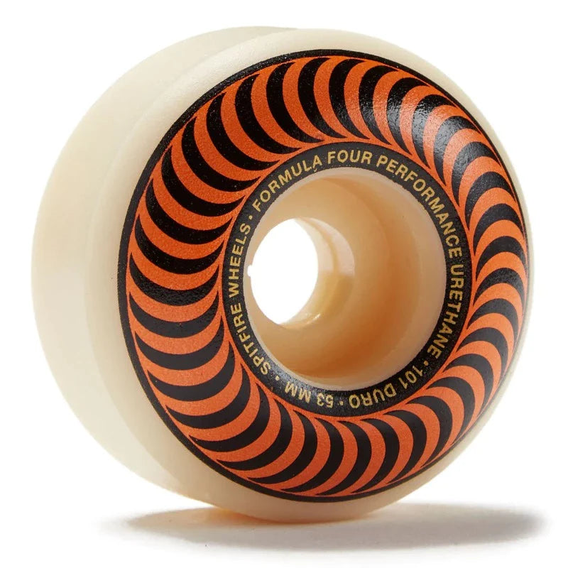 Single 53mm spitfire wheel with orange classic swirl