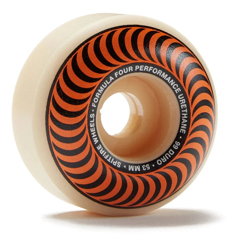 Single 53mm spitfire wheel with orange classic swirl