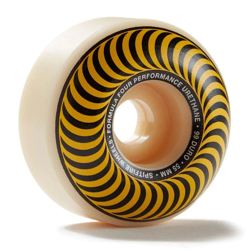 Single 55mm spitfire wheel with yellow classic swirl