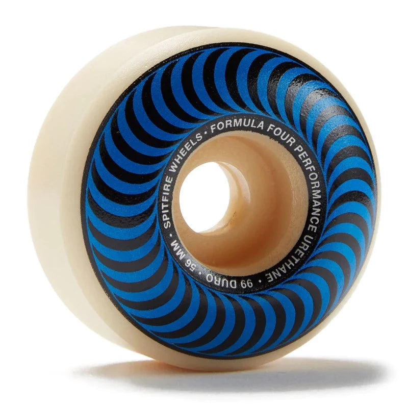 Single 56mm spitfire wheel with blue classic swirl
