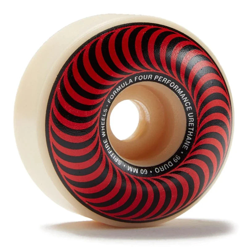 Single 60mm spitfire wheel with red classic swirl