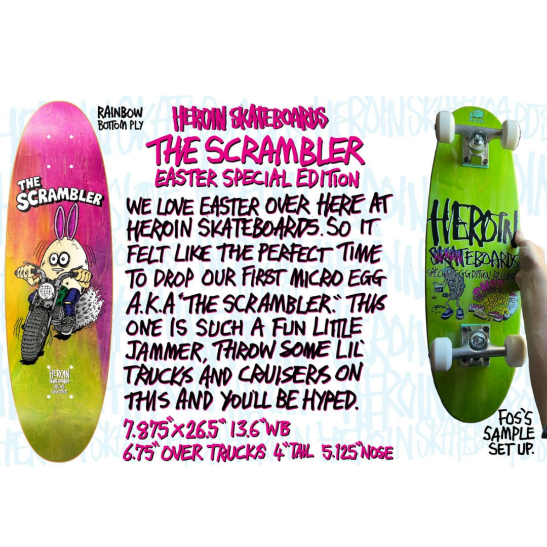 Two skateboards with colorful designs and text on a white background