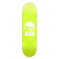 A lime green skateboard deck featuring a large white skull graphic in the center and the brand name 'LIMOSINE' printed below it, shown against a plain white background.