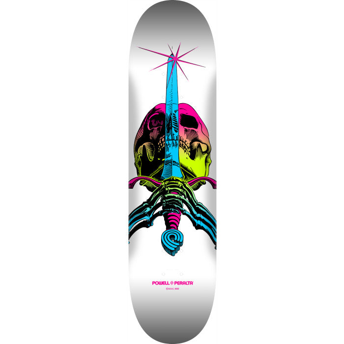 Powell Peralta Skull & Sword Skateboard Deck Lime Fade / White - Shape 246 - 9 x 32.95