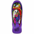 A purple skateboard deck featuring a colorful, psychedelic graphic of a figure in front of melting clocks and the words 'Crazy Ghost'. The brand 'Santa Cruz' is visible in stylized script near the bottom.