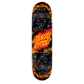 A Santa Cruz skateboard deck featuring a black background with two roaring panther illustrations and a large red, orange, and yellow flame-style Santa Cruz logo in the center.