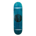 A skateboard deck with a teal blue wood-grain finish, featuring a black circular graphic in the center with the word 'Limosine' written inside in a stylized font.